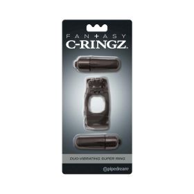Fantasy C-Ringz Duo-Vibrating Super Ring With Dual Bullets Black