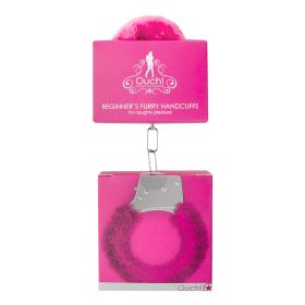 Ouch! Beginner's Furry Handcuffs With Quick-Release Pink