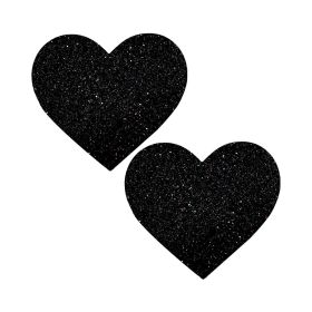 Neva Nude Black Malice Queen Status Plus Size Black Glitter Heart Nipple Pasties