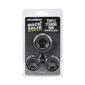 ROCK SOLID Silicone Triple Stamina Ring with Metal Beads Black