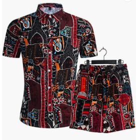 Men's Casual Two-Pieces Tracksuits Loose Short-Sleeved Shirts Shorts Sportwears Beachwears (size: S)
