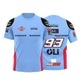 Men's T-shirt Motorcycle Race Blue New Summer Men's Breathable T-Shirt Team Marquez Fans Casual Short Sleeves T Shirts For Men (Color: 1, size: 150)